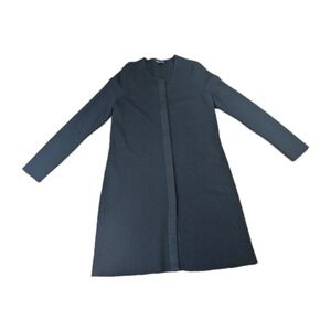 Eileen Fisher Women Small Petite 100% Wool Italian Yarn Long Snap Front Cardigan